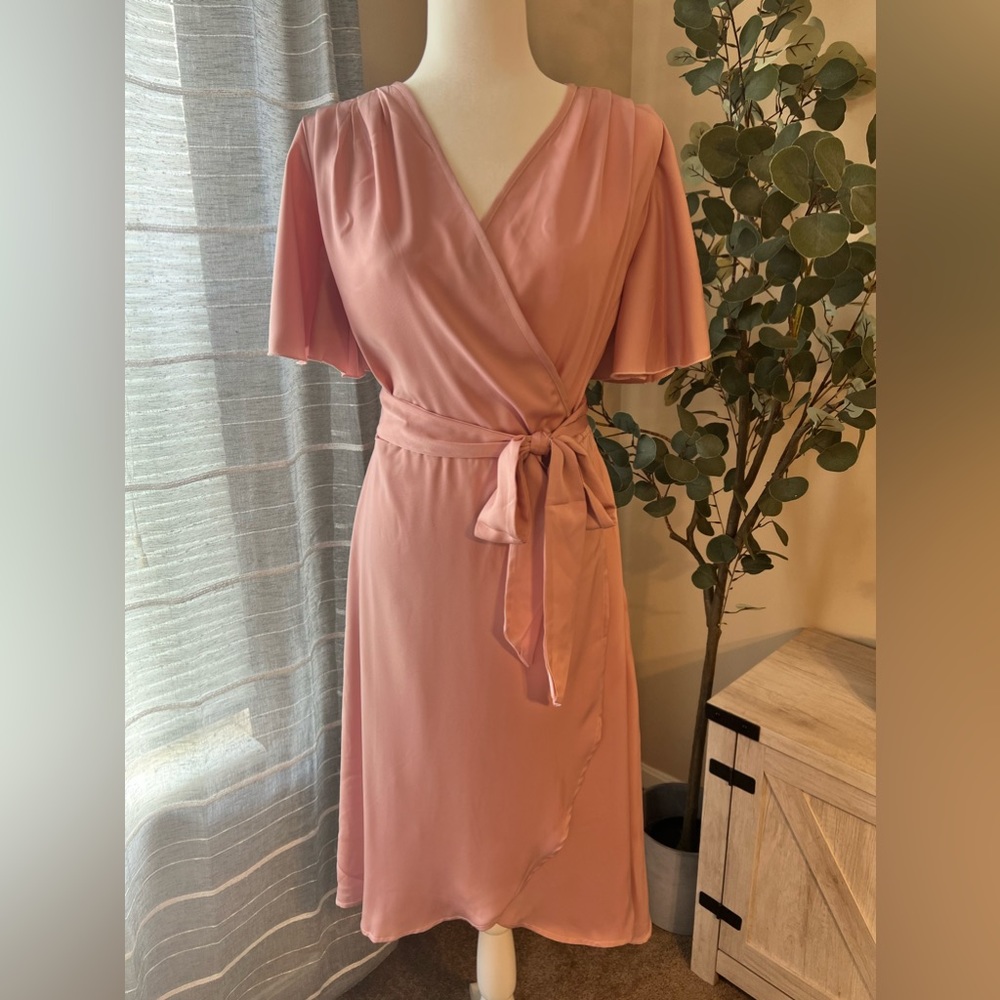 Brand new - tie waist flutter sleeve dress - peach color